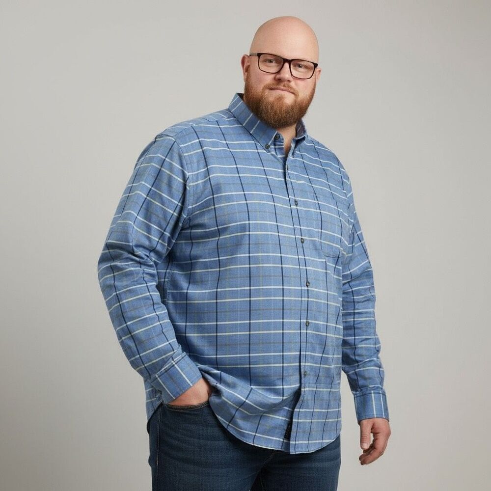Cabela’s Big Tall 4XLT Wrinkle Free Nano-Tex Long Sleeve Plaid Work Shirt